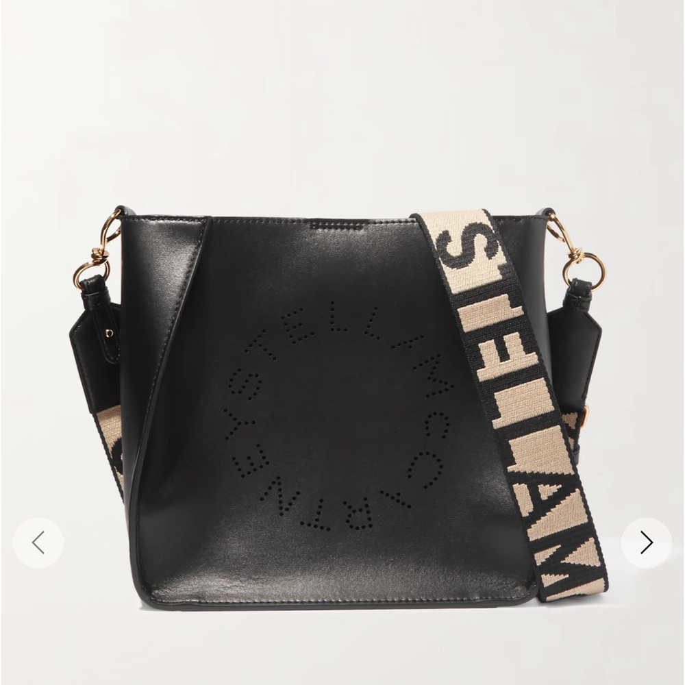 Stella McCartney Black Shoulder Bag with Logo Strap
